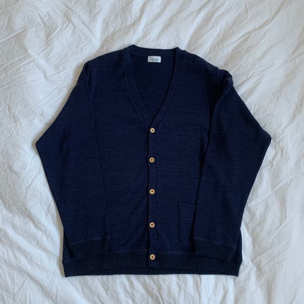 네이비 우드 가디건