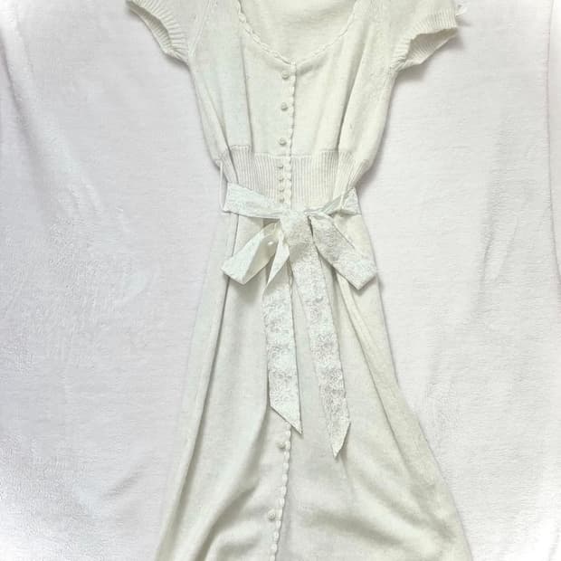 히메갸루 라떼갸루 아이보리 화이트 진주 프릴 원피스 