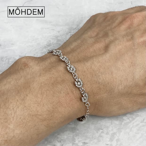 [Unisex] 데이지 크롬 실버 체인팔찌