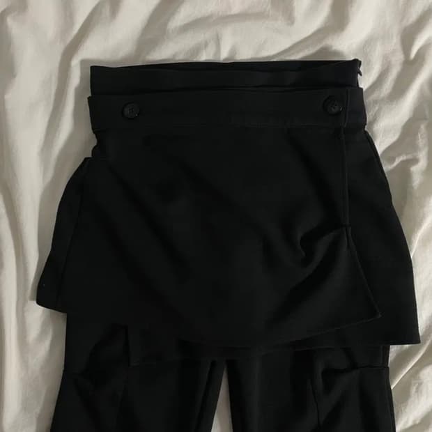 ojos 오호스 랩오버 턱 팬츠 블랙 s