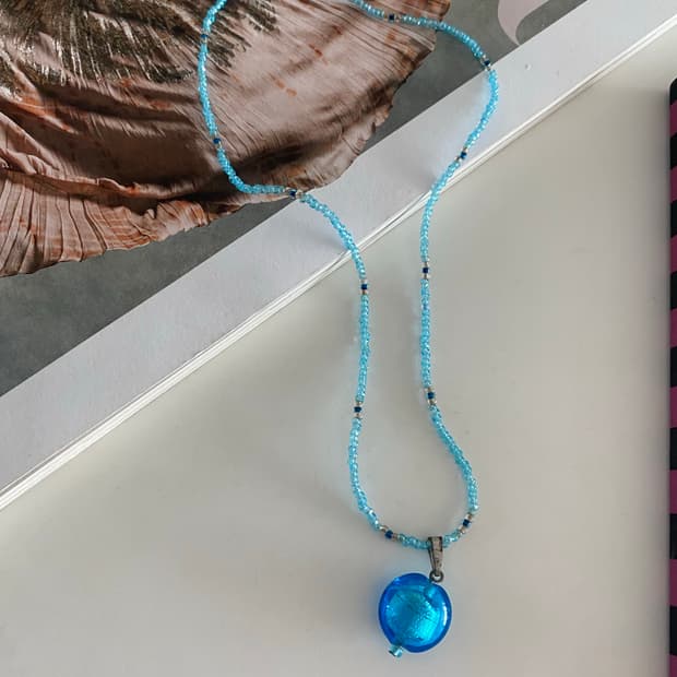 블루 비즈 목걸이 미국 빈티지
