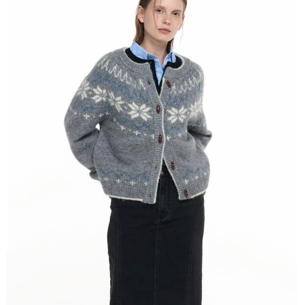 제너럴아이디어 울 노르딕 더플 가디건 S