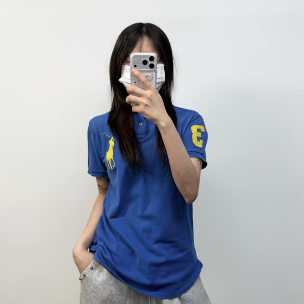 폴로 랄프로렌 빅 포니 자수 카라티 블루