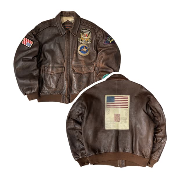 USA 빈티지 A2 리얼레더 양가죽 램스킨 성조기 가죽자켓 