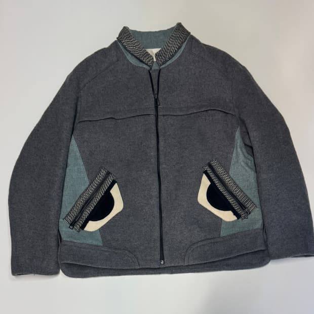 여성 한섬 SJSJ 캐시미어 혼용 패턴 집업 자켓