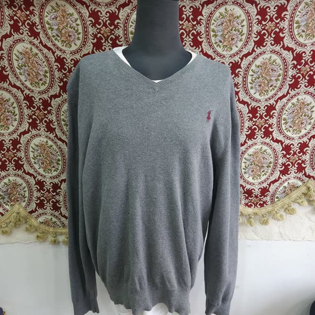 폴로 랄프로렌 그레이 브이넥 피마코튼 니트 

