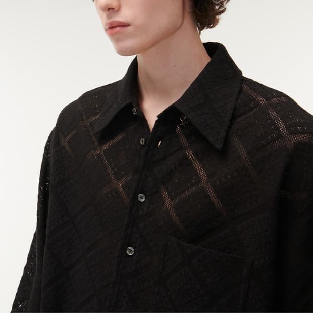 세터(Satur) 아가일 시스루 크로셰 셔츠 