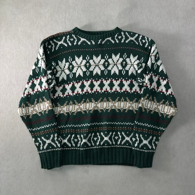 95 90s 메이드인 USA 코튼 패턴 니트