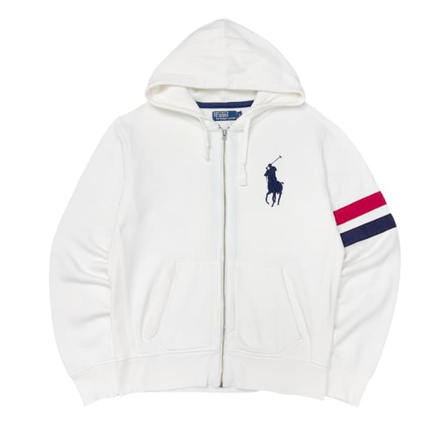 (L) 폴로 랄프로렌 빅포니 써멀 후드집업 화이트