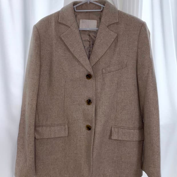 베이지 울 자켓 마이