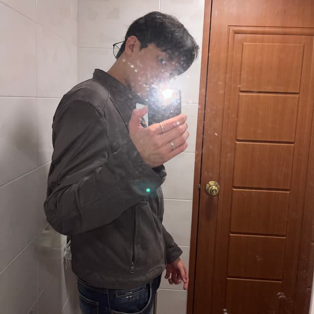 아르마니 익스체인지 스톤 그레이 바이커 자켓