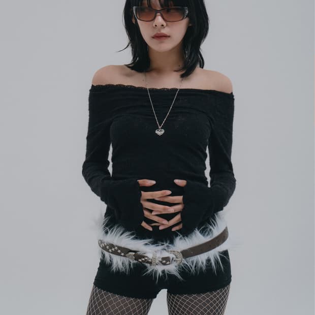 드라이로즈 FLOWER OFF-SHOULDER KNIT (BK)