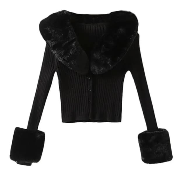 크리스마스 연말 파티 퍼트리밍 가디건 (블랙)