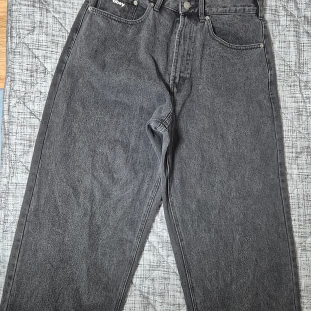 오베이 빅윅 배기 데님 흑청 32