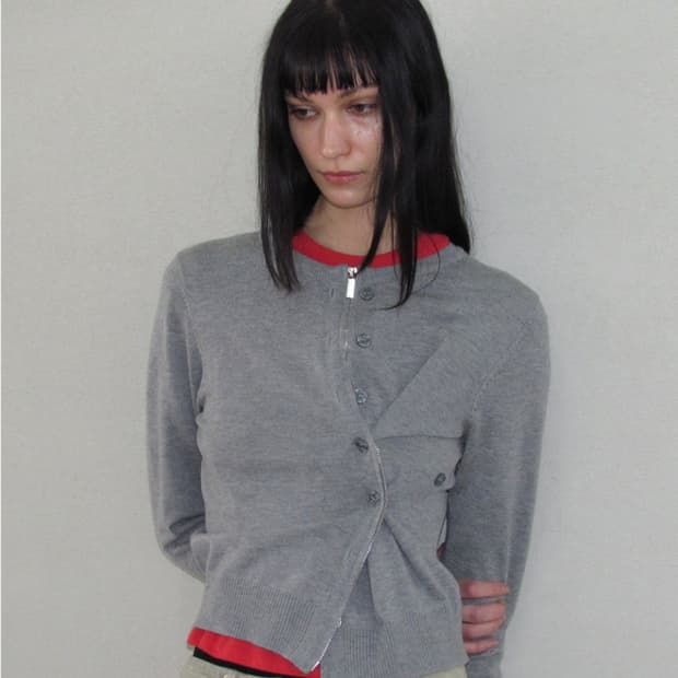 파르티멘토 우먼 투웨이 어시메트릭 니트 가디건 멜란지 s