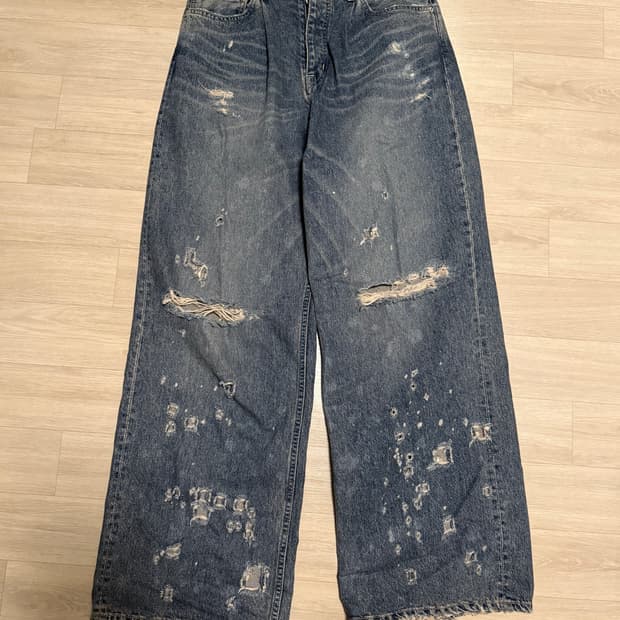 다이리쿠 DAIRIKU Super Damage Wide Denim Pan
