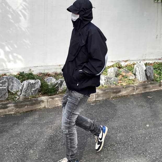 [0] 언더마이카 리전 03 슬림핏 블루 스티치 워시드 진 그레이