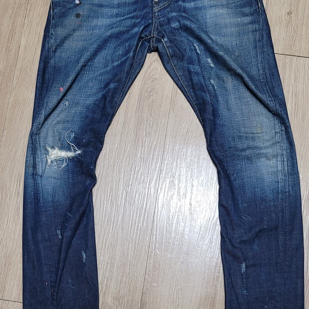 디스퀘어드2 루키11 레드지퍼 부블레핏 데님 청바지 EU 46