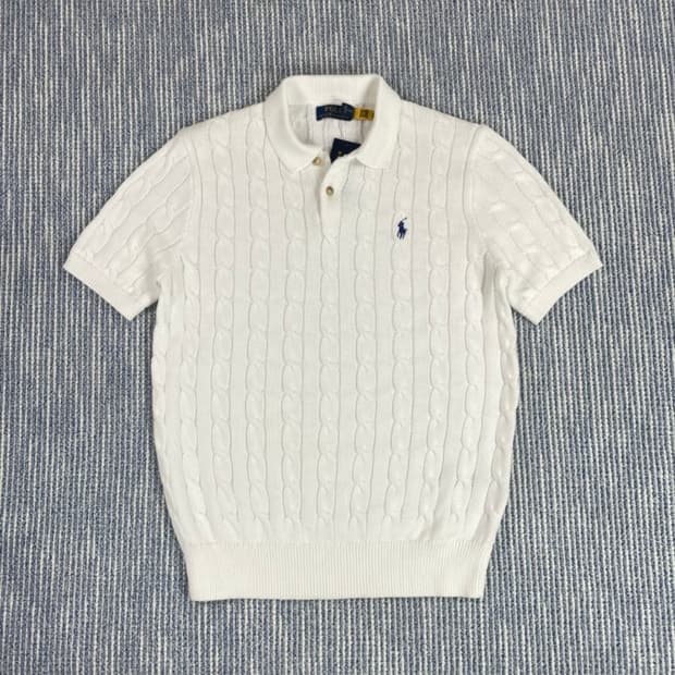 XXL / 폴로 랄프로렌 케이블 PK 2버튼 반팔니트 화이트(블루포니)