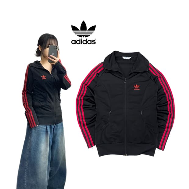 아디다스 파이어버드 검빨 하이넥 트랙탑 져지