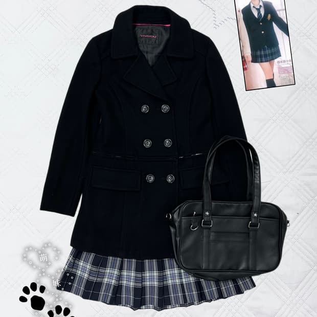 ꒰ঌ 니혼진 도쿄걸 블랙 캣 🐈‍⬛ 코트 ໒꒱