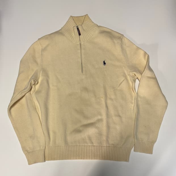 폴로 랄프로렌 신형 라벨 코튼 반집업 니트 L