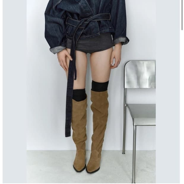 자라 오버사이즈 카우보이 스웨이드 부츠