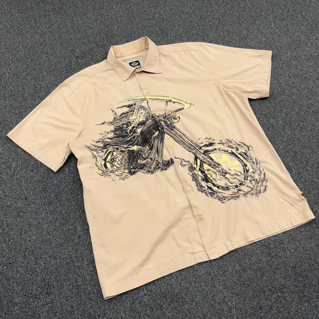 XL) 할리데이비슨 빈티지 프린팅 프런트 반팔 셔츠