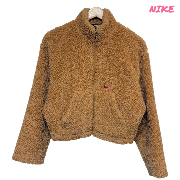 3711 나이키 뽀글이 빅로고 크롭 플리스 자켓