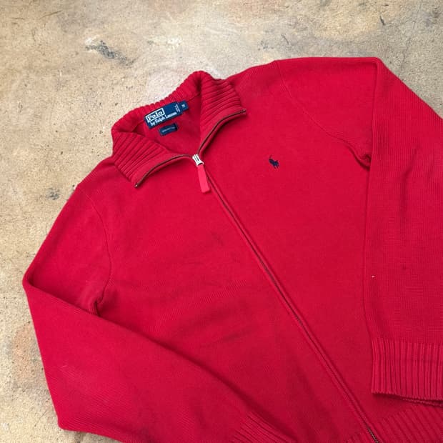 폴로 랄프로렌 레드 니트집업