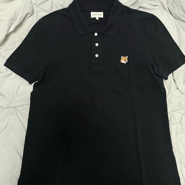 메종 키츠네 폭스 헤드 패치 폴로 블랙 L사이즈