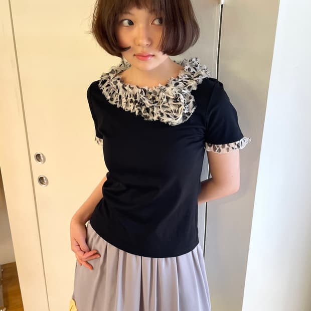 leopard frill sleeve