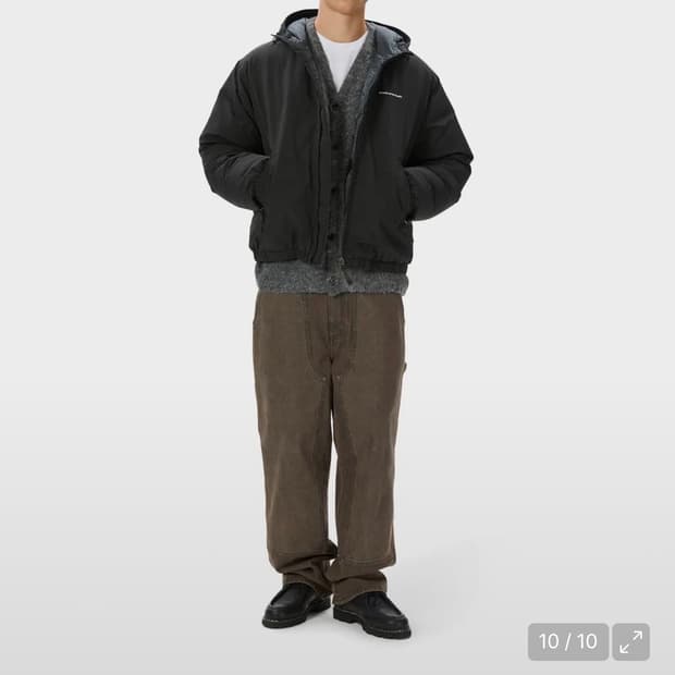 (M)디스이즈네버댓 워시드 다운 푸퍼 패딩 블랙