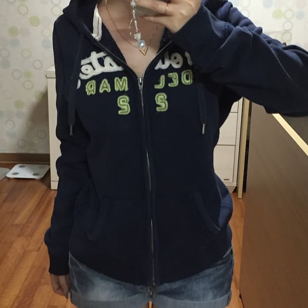 홀리스터 아치로고 슬림핏 네이비 후드집업