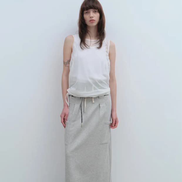 밀로우먼 벨트 홀 맥시 스커트 [멜란지 그레이] S