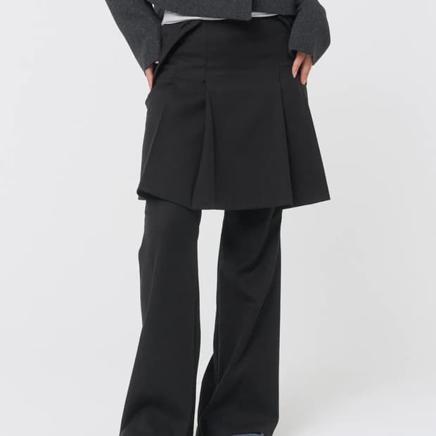 미세키서울 Pleats midi skirt pants SET BLACK