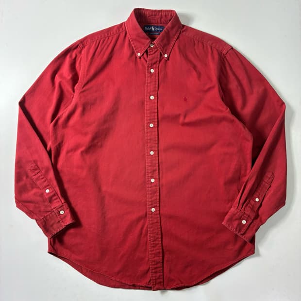 Polo  폴로 랄프로렌 자수 코튼 레드 솔리드 셔츠 