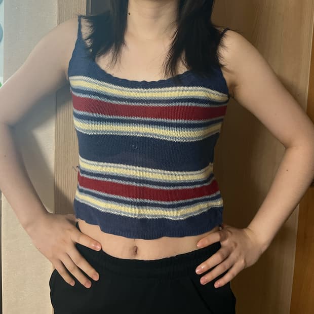 폴로 랄프로렌 블루 스트라이프 린넨 슬리브리스 s/p