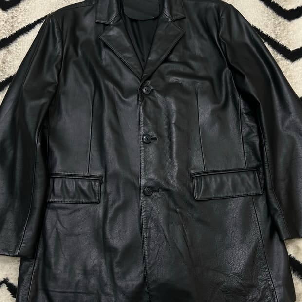 [3XL]빈티지 소가죽 쓰리버튼 블레이저/블랙