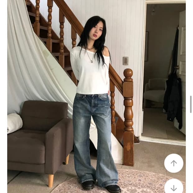 LOOFON 와이드 데님 팬츠