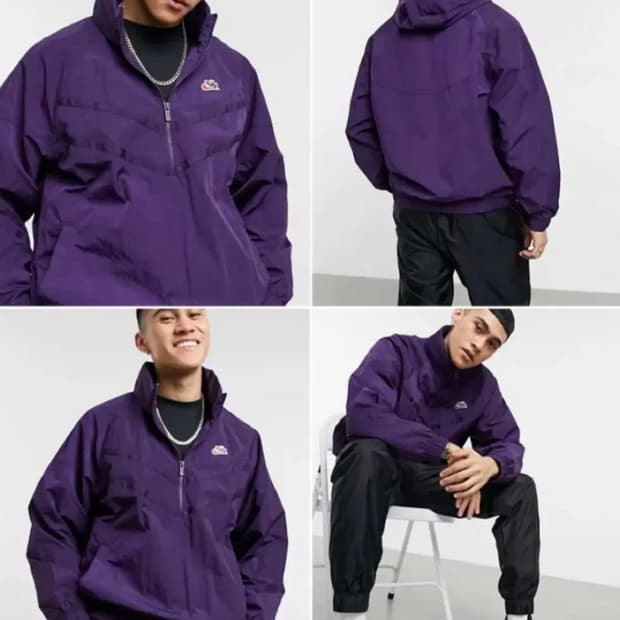 새제품  나이키 우븐 아노락 루즈핏 큰 s 퍼플  후드 바람막이