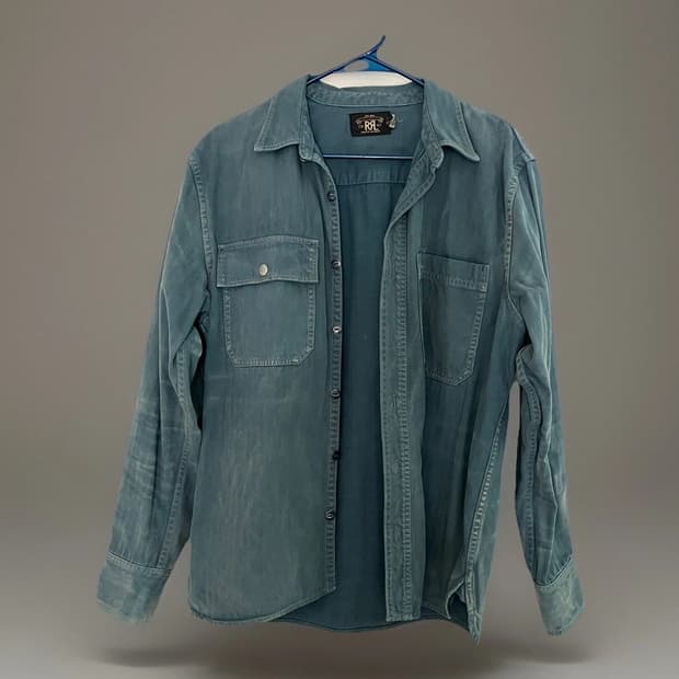 RRL 더블알엘 인디고 헤링본 트윌 워크 셔츠