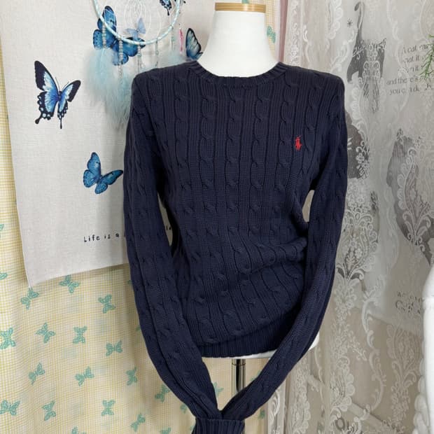 폴로 랄프로렌 네이비 꽈배기 니트