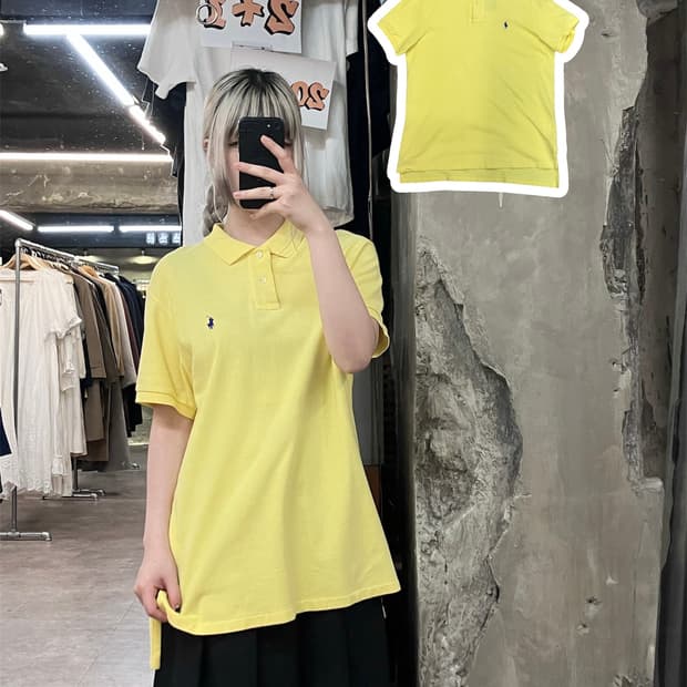 폴로 랄프로렌 자수 로고 카라티 옐로우 XL  #csz3856