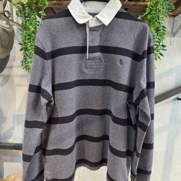 Polo 폴로 그레이 스트라이프 럭비티