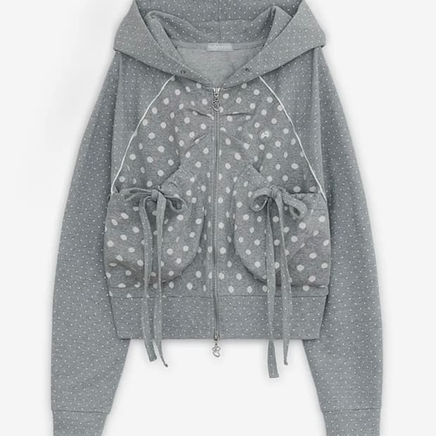 허그유어스킨 도트 후드집업