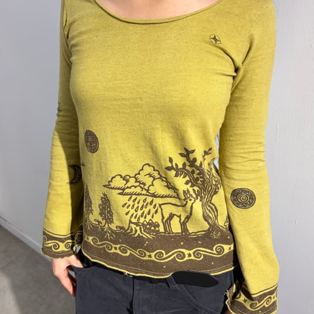 일본빈티지 히피 슬리브 긴팔 티셔츠