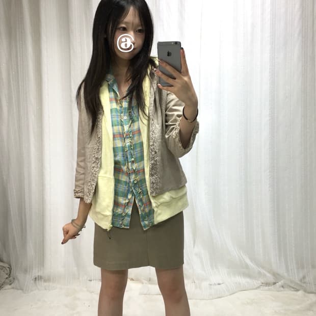 빈티지 레몬티 너드 소녀 코디세트