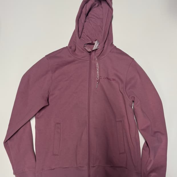 여성 캘빈클라인 CK 로고 기모 로즈 후드집업 L