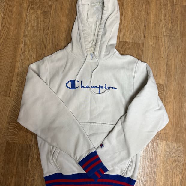 챔피온 후드티 S 흰색 리버스 위브
